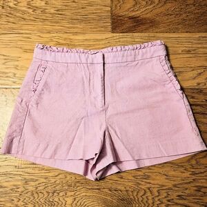 J. Crew Pink Chino Shorts Ruffle Waist And Pockets Size 8